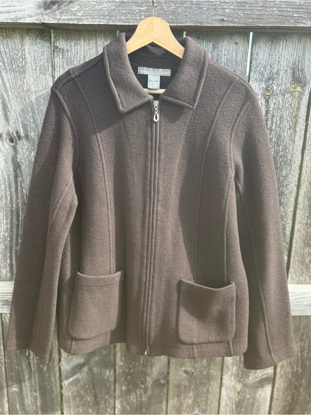 Vintage 90s Marconi Wool Chocolate Brown Zip Up Jacket XL